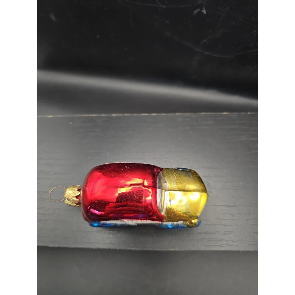 Vintage Old Gangster Car Auto Christmas Tree Ornament Hand Blown Mercury Glass